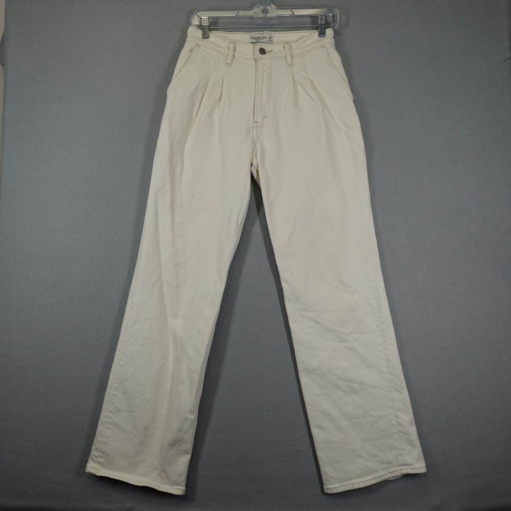 Abercrombie & Fitch Jeans Womens 26 Cream The 90s Relaxed High Rise Pleated Pant